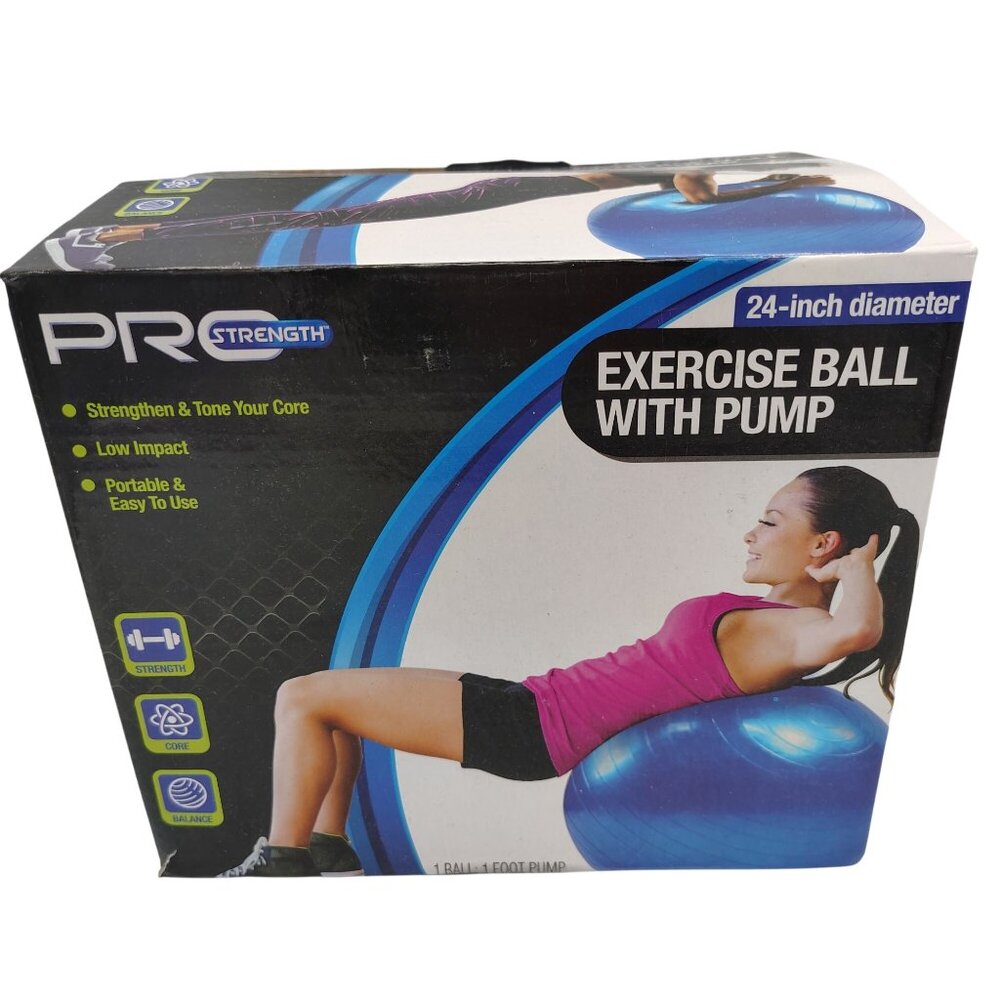 Exercise Ball Pump Pro Strength Slip Resistant Texture Workout Gear Blue 24"